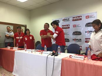 Robin Padilla during the contract signing for Northern Cement Corporation. His motto: Buy Filipino.